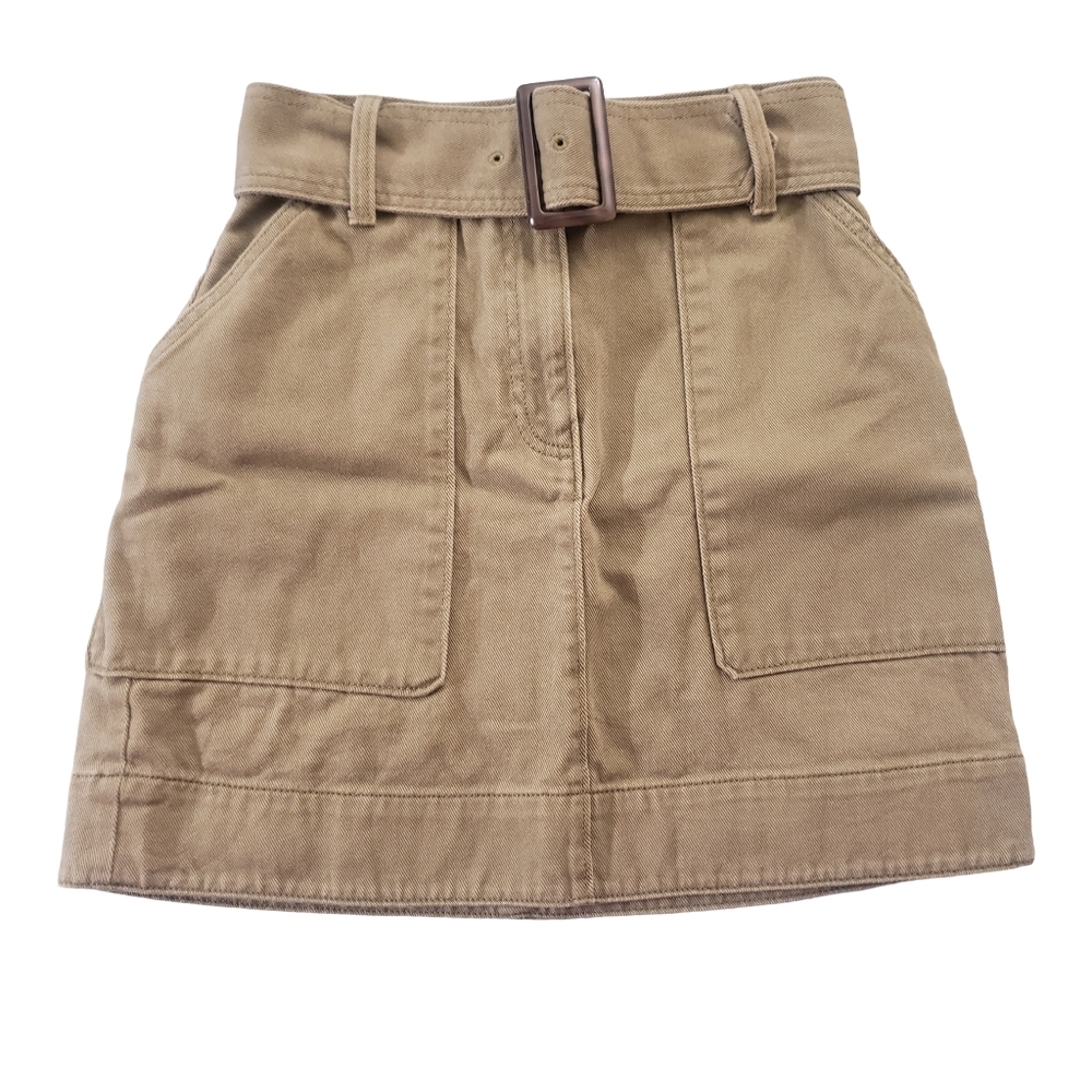 Banana Republic Factory Womens Mini Skirt Belted Pockets Cotton Green Size 0